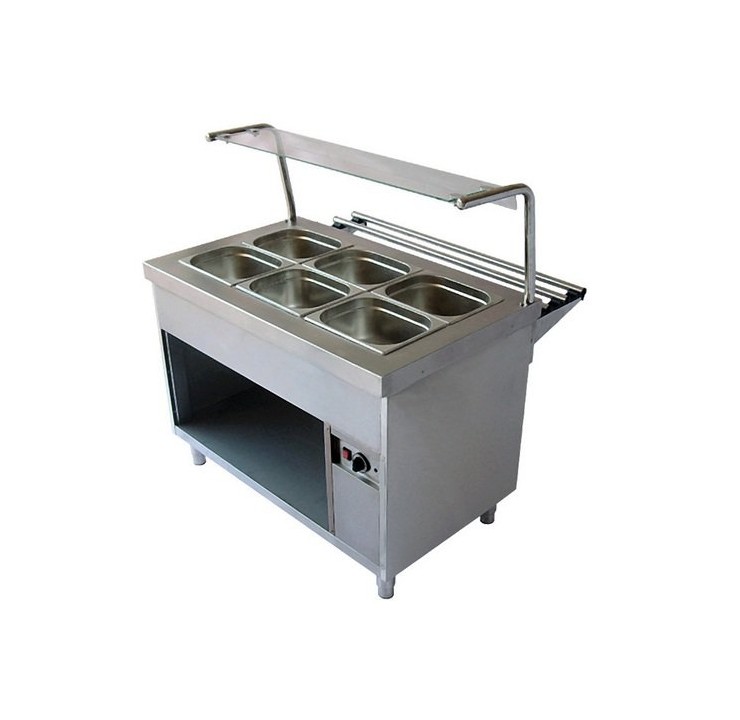 Bain marie chaud GN3/1 avec console en verre et rampe Bain marie chaud GN3/1 avec console en verre et rampe